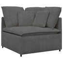 modulsofa med fodskammel og hynder føjlsstof mørkegrå