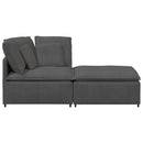 modulsofa med fodskammel og hynder føjlsstof mørkegrå
