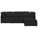 modulsofa med fodskammel og hynder stof sort