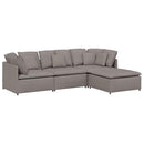 modulsofa med fodskammel og hynder stof gråbrun