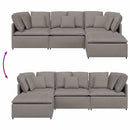 modulsofa med fodskammel og hynder stof gråbrun