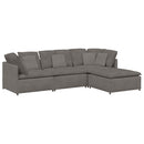 modulsofa med fodskammel og hynder føjlsstof lysegrå
