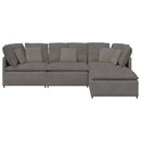 modulsofa med fodskammel og hynder føjlsstof lysegrå