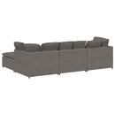 modulsofa med fodskammel og hynder føjlsstof lysegrå