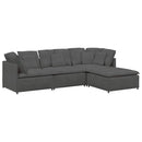 modulsofa med fodskammel og hynder føjlsstof mørkegrå