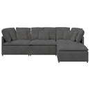 modulsofa med fodskammel og hynder føjlsstof mørkegrå