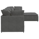 modulsofa med fodskammel og hynder føjlsstof mørkegrå