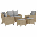 sofasæt til haven 6 dele med hynder polyrattan beige