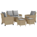 sofasæt til haven 6 dele med hynder polyrattan beige