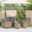 sofasæt til haven 6 dele med hynder polyrattan beige