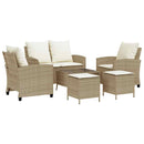 sofasæt til haven 6 dele med hynder polyrattan beige