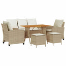 sofasæt til haven 6 dele med hynder polyrattan beige