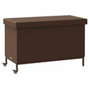 opbevaringsboks med hjul 110x55x73 cm polyrattan brun