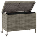 opbevaringsboks med hjul 110x55x73 cm polyrattan grå