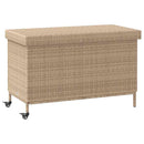 opbevaringsboks med hjul 110x55x73 cm polyrattan beige