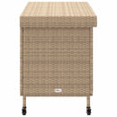 opbevaringsboks med hjul 110x55x73 cm polyrattan beige