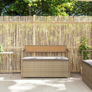opbevaringsbænk til haven med hynde polyrattan beige