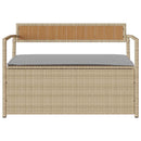 opbevaringsbænk til haven med hynde polyrattan beige