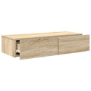 væghylde med skuffer 80x33x17 cm konstrueret træ sonoma-eg