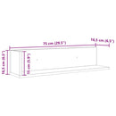 væghylder 2 stk. 75x16,5x16,5 cm konstrueret træ betongrå