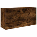 væghængt badeværelsesskab 80x25x40 cm konstrueret træ røget eg