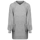 Tæppe-hoodie KINN Grå L Bomuld