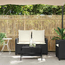 2-personers sofa med hynder og bord polyrattan sort