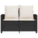 2-personers sofa med hynder og bord polyrattan sort