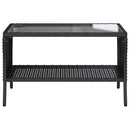 2-personers sofa med hynder og bord polyrattan sort