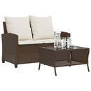 2-personers sofa med hynder og bord polyrattan brun