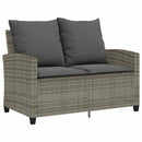 2-personers sofa med hynder og bord polyrattan grå