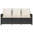 3-personers sofa med hynder og bord polyrattan sort