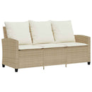 3-personers sofa med hynder og bord polyrattan beige