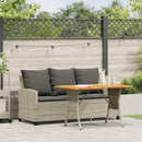 3-personers sofa med hynder og bord polyrattan lysegrå