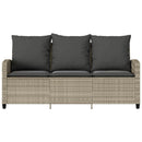 3-personers sofa med hynder og bord polyrattan lysegrå