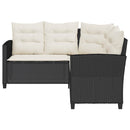 havesofa med bord og hynder L-formet polyrattan sort