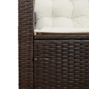 havesofa med bord og hynder L-formet polyrattan brun