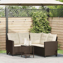 havesofa med bord og hynder L-formet polyrattan brun