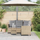 havesofa med bord og hynder L-formet polyrattan beige