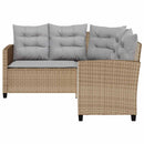 havesofa med bord og hynder L-formet polyrattan beige