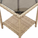 havesofa med bord og hynder L-formet polyrattan beige