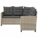 havesofa med bord og hynder L-formet polyrattan lysegrå