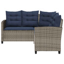 havesofa med bord og hynder L-formet polyrattan grå