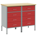 Arbejdsskab med skuffe 2 pcs Rød og Grå 100 x 55 x 85 cm