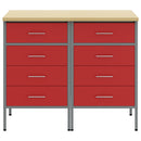 Arbejdsskab med skuffe 2 pcs Rød og Grå 100 x 55 x 85 cm
