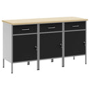 Arbejdsskab med skuffe 3 pcs Sort og grå 150 x 55 x 85 cm