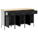 Arbejdsskab med skuffe 3 pcs Sort og grå 150 x 55 x 85 cm