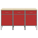 Arbejdsskab med skuffe 3 pcs Rød og Grå 150 x 55 x 85 cm