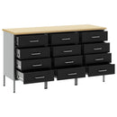 Arbejdsskab med skuffe 3 pcs Sort og grå 150 x 55 x 85 cm