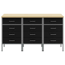 Arbejdsskab med skuffe 3 pcs Sort og grå 150 x 55 x 85 cm